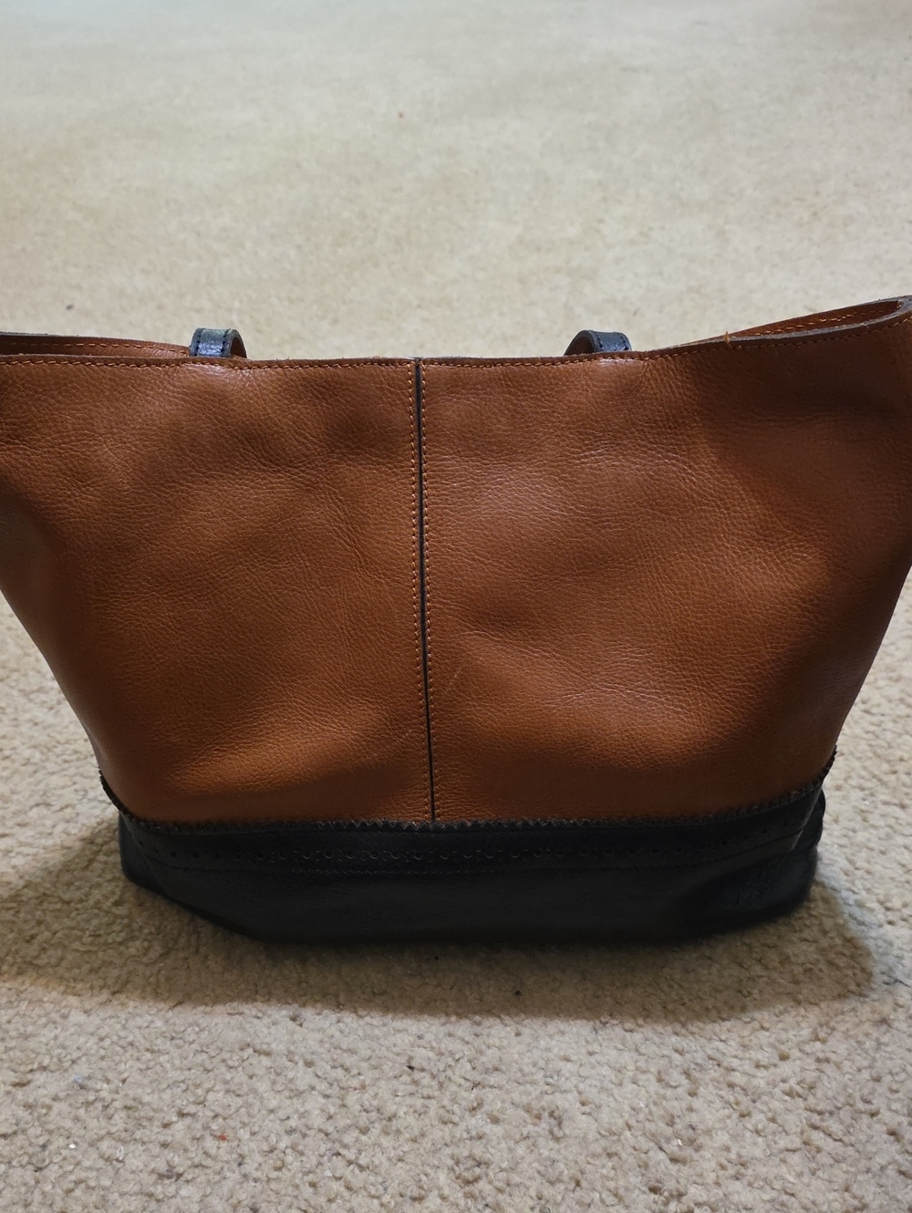 Patricia Nash Classic Two-Tone Leather Tote Bag in Brown and Black